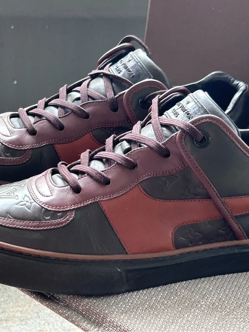 Louis Vuitton Men's vintage Leather Sneakers in Burgundy and Brown